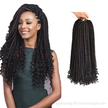 Vigorous Faux Locs Braids 16 20 inches Faux Locs Crochet Hair with Curly Ends Goddess Crochet Synthetic Braiding Hair Extensions